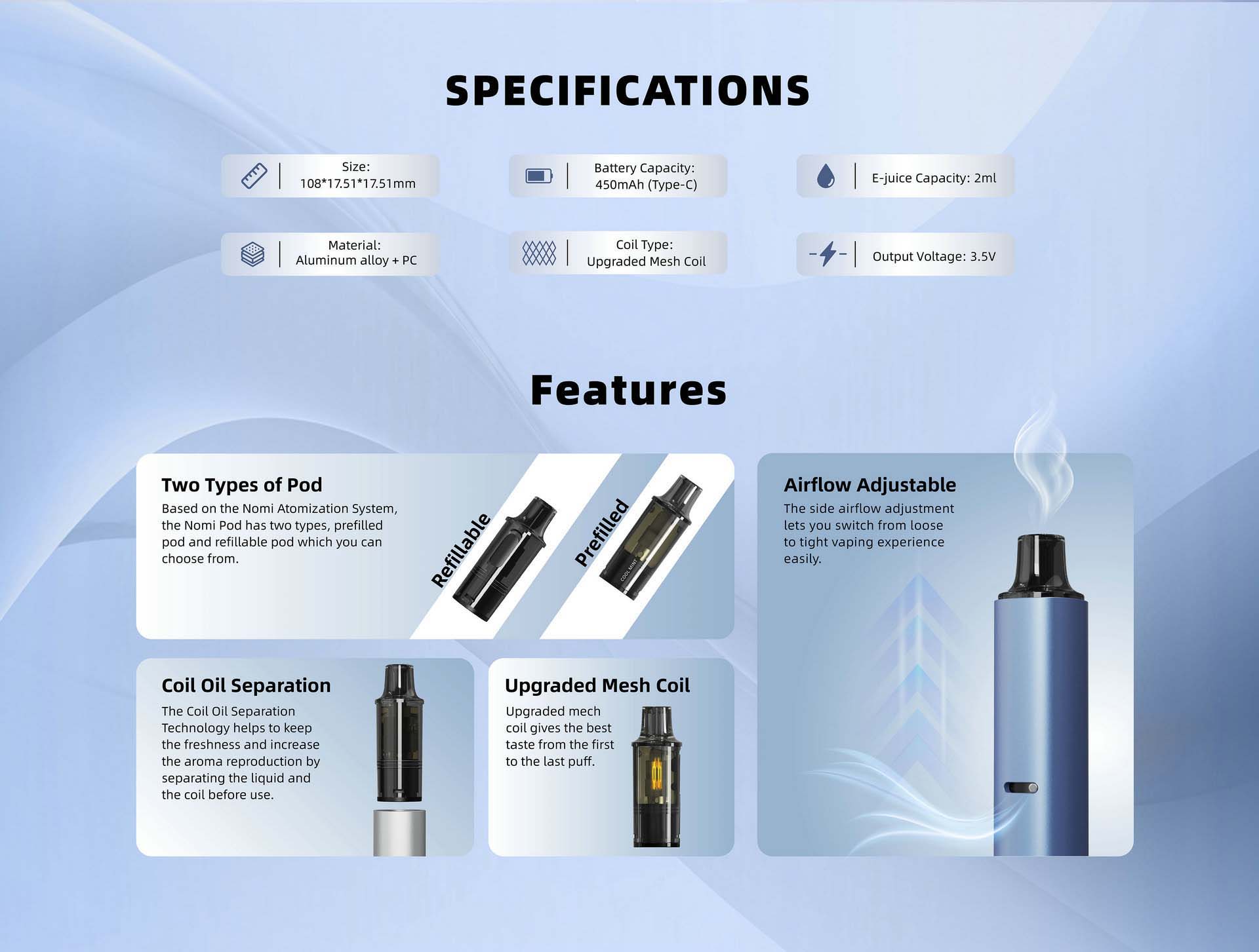 maskking nomi air specification & features